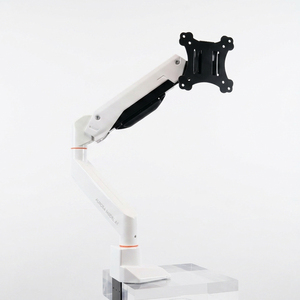 Support de moniteur articulé blanc à ressort à gaz pour écran de 17 à 32 pouces, jusqu'à 9 kg, pivotant, inclinable et rotatif, avec pince de fixation - Product Image 3