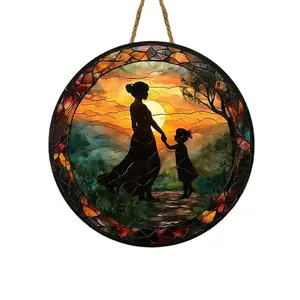 Circular Wooden Hanging Plaque Wooden Sign Home Decoration Garden Decoration Mother's Day Gift 30cm/18.1in