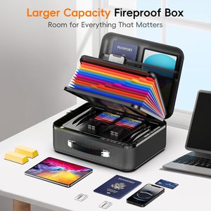 <b>Fireproof</b> <b>Document</b> <b>Box</b> with Lock Hard-Shell Fire-Resistant File Organizer Portable Safe Storage Case with 13 Pocket <b>for</b> Valuable - Product Image 6
