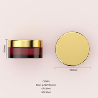 Pot en plastique ambré de haute qualité Choebe de 40 ml pour cosmétiques et soins de la peau, flacon d'emballage rond transparent vide avec couvercle doré
