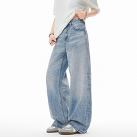 Pantalon en jean de haute qualité - Nouveau style rétro délavé, coupe droite ample, jambe large, style américain, pour homme