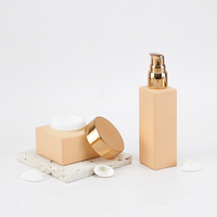 Ensemble de flacons et pots minimalistes haut de gamme pour soins de la peau, 50 ml 50 g, orange mat, verre opale, ensemble de soins de la peau
