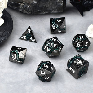 Set di 7 Dadi Poliedrici in Metallo con Logo Personalizzato, Design Drago Blu e Serpente, per Giochi di Ruolo D&D e Giochi da Tavolo - Product Image 4