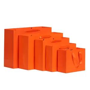 Клетчатая Оранжевая Сумка для покупок, подарочная упаковка на день рождения, подарочная упаковка для косметической помады, бумажные пакеты с логотипом, напечатанным на заказ