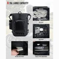 Sac à dos étanche à enroulement 35L en bâche PVC500D avec compartiment pour ordinateur portable, système MOLLE, idéal pour le camping, la moto et l'aventure en extérieur