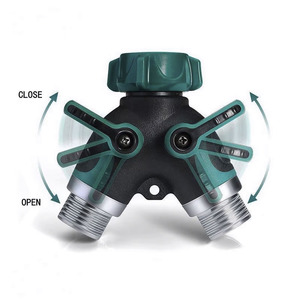 Adaptateur en Y pour robinet d'eau extérieur à 2 sorties avec vannes, raccord rapide 2 voies, distributeur de tuyau en Y à 2 voies, OEM - Product Image 4