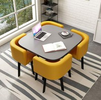 Meubles de maison design de chaise de salle à manger 4 places en métal moderne peu encombrante