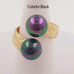 JX155 하와이안 플루메리아 펄 반지 15색 12mm 10mm 쉘 진주 사모아 주얼리 - Product Image 6