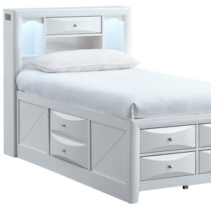 Lit enfant blanc avec tiroirs et étagère de tête de lit pour chambre à coucher - Product Image 2