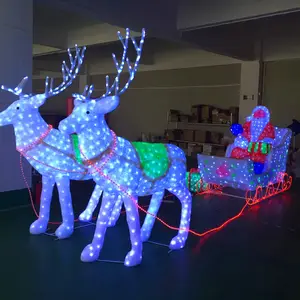 防水圣诞装饰巨型led 3d图案光丙烯酸驯鹿