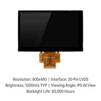 Module LCD TFT rétroéclairé par LED TMK 6,8 pouces haute luminosité 1000 nits 800x480, lisible en plein soleil, IPS Full View, LVDS intégré