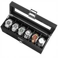 Eonluxe - Caja para Relojes de 6 Ranuras, Caja de Joyería de Cuero de Doble Capa, Caja de Almacenamiento Multiusos, Caja de Exhibición Rectangular, Estuche para Gafas