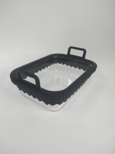 Revêtement en verre réutilisable pour friteuse à air avec anneau en silicone amovible, feuilles pour friteuse à air <span class=keywords><strong>Ninja</strong></span> Foodi DZ201/DZ401/DZ550, sans BPA - Product Image 3
