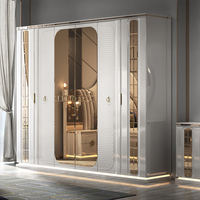Lit King Size Moderne en Bois Doré, Ensemble de Meubles de Chambre de Luxe pour Villa, Chambre Principale, Grand Lit Double, Lit Queen Size, Meubles de Chambre Royaux en Bois