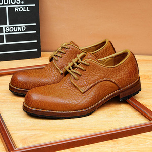 Zapatos de Cuero para Hombre de Alta Calidad, Diseño Artesanal, Punta Redonda, Formales, Retro, Negros, con Cordones, que Aumentan la Estatura - Product Image 5