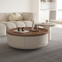 Ensemble de tables basses en bois style crème, populaire et moderne, pour salon, table basse de luxe en gros, table centrale ronde pour usage domestique