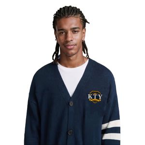 <span class=keywords><strong>Cardigan</strong></span> in Cashmere Lavorato a Maglia con Logo Personalizzato <span class=keywords><strong>Blu</strong></span> e Bianco per <span class=keywords><strong>Uomo</strong></span> Abbigliamento Casual con Ricamo e Bottoni - Product Image 2
