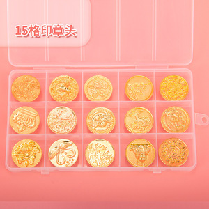 ชุดหัวแสตมป์ซีลขี้ผึ้ง 15 ช่อง ทำจากโลหะผสมสังกะสี รูปทรงกลม แกะสลักลายศิลปะ ของสะสม ของขวัญ - Product Image 1