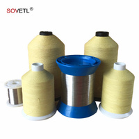 Aramid paslanmaz çelik tel dikiş ipliği yüksek mukavemetli yanmaz yangına dayanıklı ısı alev geciktirici Aramid SS çekirdek bükülmüş iplik
