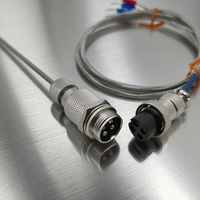 Capteur de température RTD à 3 fils Pt100 avec sonde en acier inoxydable, types de thermocouples K/J/S/N, connecteur aviation
