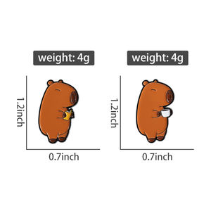 Tembel Capybara emaye Pin komik kahve hayvan broş yaka rozeti Chill arkadaşlar için sevimli karikatür takı hediyeler - Product Image 6