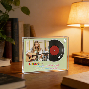 Adornos Acrílicos Personalizados |   Foto y Frases Personalizadas, Diseño de Tocadiscos, Regalos para Amantes de la Música - Product Image 3