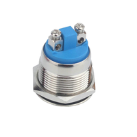 Interrupteur à bouton-poussoir en métal bombé de 19 mm, étanche IP65, momentané, 1NO, borne à vis, interrupteur à bouton-poussoir en acier inoxydable