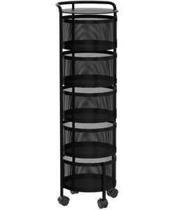 2/3/4/5 Tier Cast Iron Kitchen Storage Rack with 360 Degree Rotating <b>Vegetable</b> Baskets and Wheels Space-Saving Modern Design - Product Image 3