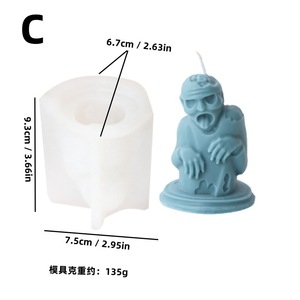 Halloween Silicone Candle Mold Skull Figure Plaster Mold Ornament Customizable Shape For DIY Candle Making Kits - Product Image 4