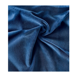 High Quality 240 gsm Cotton Knitted Velour Fabric 80% Cotton 20% Polyester 180 cm Velvet Fabric Bulk - <b>BLUE</b> COLOR - Product Image 3