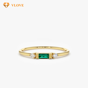 Anillo de Esmeralda para Mujer, Oro Blanco Sólido de 14k, Montura para Esmeralda, Anillo de Boda de Esmeralda para Él y Ella, Juego de Anillos para Parejas - Product Image 1