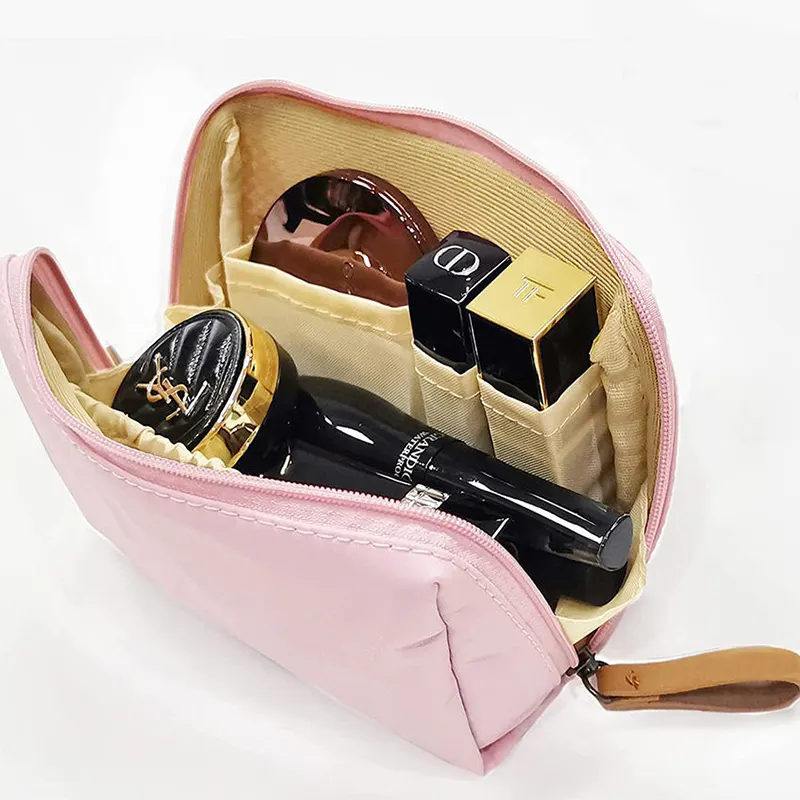 Small Cosmetic Bag Organizer Beauty Case Leather Pink Women Makeup Pouch Bag Mini Travel Cosmetic Bags