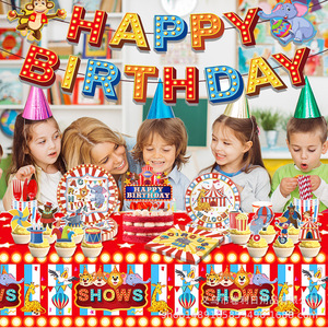 Carnival Party Circus Theme Tableware <b>Paper</b> Plates Napkins <b>Tablecloths</b> Decoration Supplies 60-80 Pcs Birthday Kids Party - Product Image 2