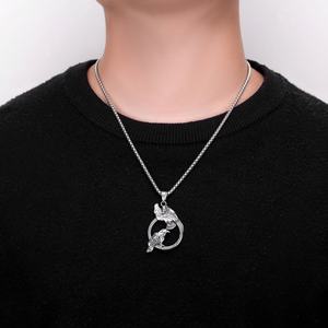 Collar de Cuervos de Odín Huginn y Muninn, Colgantes de Cuervo Vikingo de Acero Inoxidable Plateado, Mitología Nórdica, Mitología Vikinga - Product Image 3