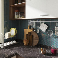 Ubin Mosaik Keramik Bentuk Strip, Kiln Menjadi Strip Panjang, Biru Muda, untuk Dinding dan Lantai Kamar Mandi