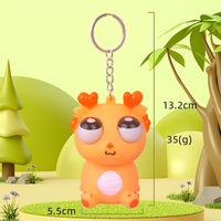 Gantungan Kunci Naga Mini PVC Pop Eye, Mainan Fidget Remas, Mata Menonjol Lucu, Pereda Stres, Multi Warna, Unisex 14+, CN OEM, Hadiah