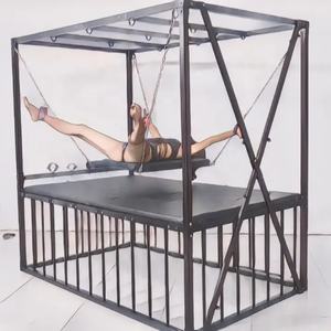 BDSM SMホテル 寝室 一体型 奴隷ケージ 拘束具 ダンジョン 大型拘束Xフレーム セックストイ家具 多機能セックスベッド - Product Image 1