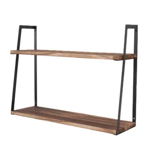 kitchen wood mounted iron frame rack floating wall shelves home decor