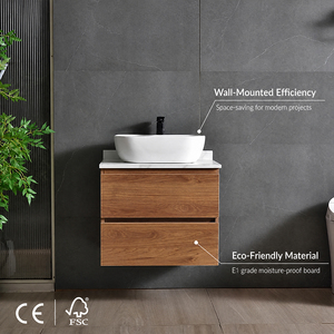 <span class=keywords><strong>Mobile</strong></span> Bagno Moderno Sospeso con Lavabo Singolo, Mobiletto in Compensato Massiccio - Product Image 2