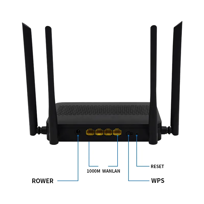 OEM/ODM Wholesale AX1200 4GE 802.11ac Mesh Router Wifi5 Dual Band Home Wireless Router with 4*5dbi Antenna