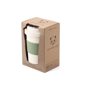 400ml Eco-Friendly Reusable Bamboo Coffee Fiber Cup Drinking Tumbler Reusable With Lid Travel Mug