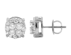 Exclusive <b>Silver</b> Round Cut Cluster Earrings with Lab Grown Diamonds 10K Gold Style Elegant Jewelry for Men Women - Product Image 2
