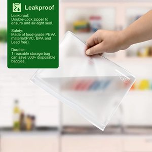 Safe Food Storage <b>Bags</b> Stand Up, Leakproof Reusable Gallon Freezer <b>Bags</b>, Silicone Ziplock <b>Bag</b> - Product Image 3