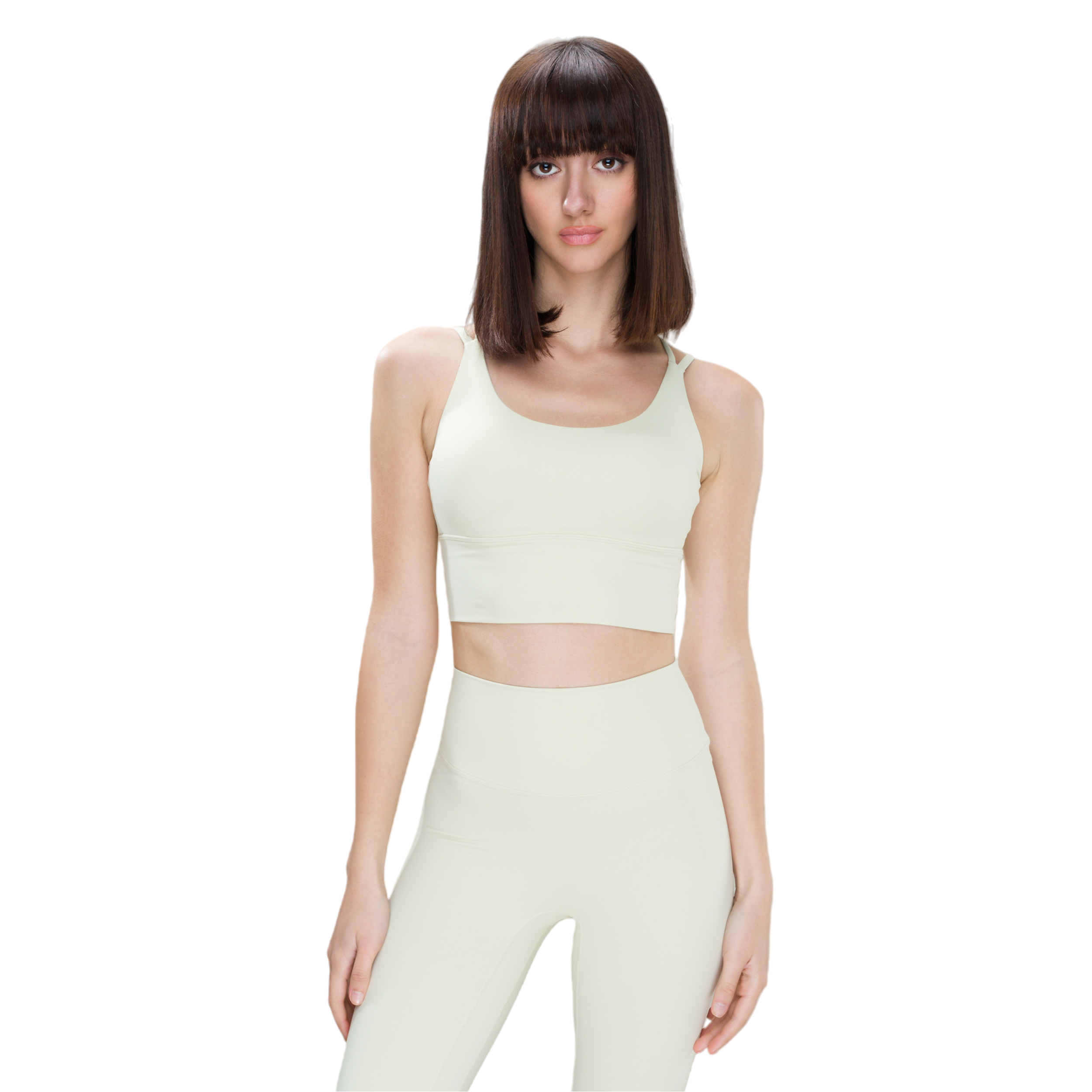 Custom New Women's Mid Waist Elastic Solid Front Lightweight Yoga Apparel Sets Breathable Gym Fitness Running Leggings Bra Set