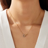 Collier fin à chaîne fine avec pendentif cœur à design emboîtable pour usage quotidien, accessoires de mode, bijoux 2026 TGXL14847