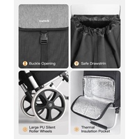 Chariot de courses pliable et imperméable avec cadre en aluminium, roues en caoutchouc robustes, sac de transport réutilisable pour les magasins