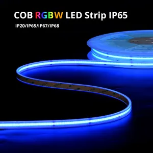 FCOB lampu setrip LED RGBW tahan air, lampu setrip LED IP67 IP20 RGB COB 5M 10mm 24V 12V untuk luar ruangan