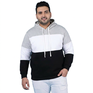 Sweat-shirt à capuche pour homme, color block, col à capuche, manches longues, bleu marine et blanc, en coton, sweat-shirt color block pour garçons - Product Image 1
