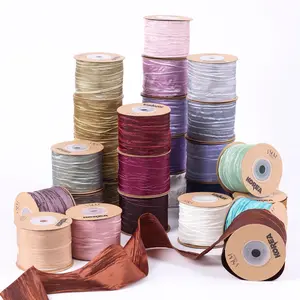 Alta Qualidade 5cm Soild Color Wrinkled Ribbon para Bow Gift Wrapping DIY Acessórios para Cabelo