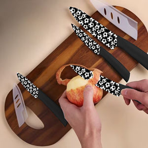 Livraison gratuite Ensemble de 4 couteaux pliants en céramique Ambidextres Revêtement antiadhésif Design luxueux Manche en plastique Multi-usages - Product Image 1